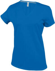 Kariban V-nyakú rövid ujjú Női pamut póló KA381, Light Royal Blue-M