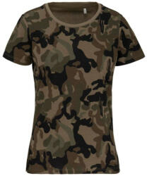 Kariban terepmintás Női póló környakas, rövid ujjú KA3031, Olive Camouflage-S