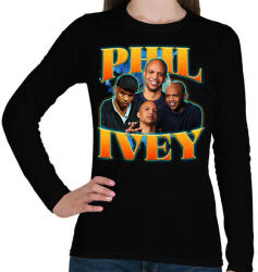 printfashion Phil Ivey - póker - Női hosszú ujjú póló - Fekete (15579540)