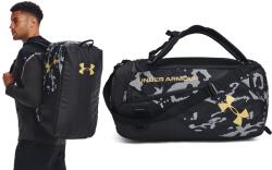 Under Armour Contain Duo MD, közepes hátizsákká alakítható sporttáska-szürke mintás-fekete-arany UA1361226-002