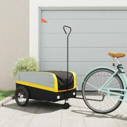 vidaXL fekete-sárga vas kerékpár-utánfutó 45 kg (94064)