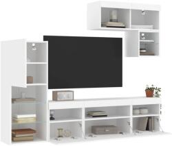 vidaXL 6 darab fehér szerelt fa fali TV-bútor LED-del (3216732) - vidaxl