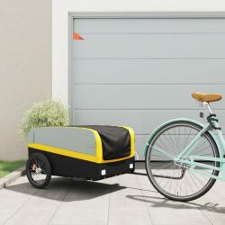 vidaXL fekete-sárga vas kerékpár-utánfutó 45 kg (94050) - vidaxl