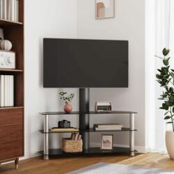 vidaXL 3-szintes fekete és ezüst sarok TV-állvány 32-70 hüvelyk (358179)