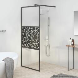 vidaXL fekete ESG üveg zuhanyfal kőmintával 80 x 195 cm (151880) - vidaxl