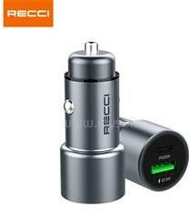 Recci CHG RCC-P01 Autós töltő USB-C+USB-A 42, 5W, fém (6955482570968) (6955482570968)