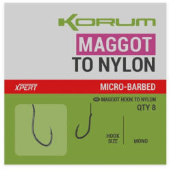 Korum Xpert Maggot Hooks To Nylon Monofil Előkötött Szakállas Horog 12 (K0310206)