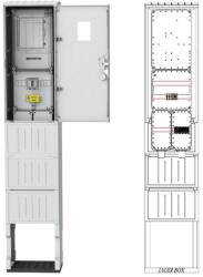 Csatári Plast PVT-K-L Fm-40 egy felhasználói helyes mérés földkábeles, szabadon álló kivitelben, fogyasztói főelosztóval, 400mm széles szekrényben, 63A-es kiépítéssel (CSP21.ES118.63A)
