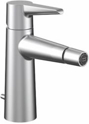 Laufen PURE Egykaros bidé csaptelep Eco+, 121 mm kiállású fix kifolyóval, húzórudas lefolyószeleppel, PVD szálhúzott rozsdamentes acél HF901710423000 (HF901710423000)