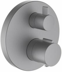 Laufen TWINPLUS Falbaépített 2 gombos termosztátos zuhany csaptelep falon kívüli része, 1 utas szabályzóval, PVD szálhúzott rozsdamentes acél HF905474423000 (HF905474423000)