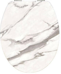 Panitalia Lecsapódásgátlós duroplast WC ülőke fehér márvány mintával rozsdamentes fémzsanérral (P-T)