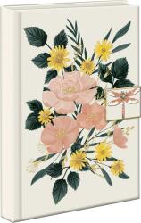 BSB notesz brossal (21, 5x15 cm, mintás lapok, von. ) szitakötős, virágok, Punch Studio (50481)
