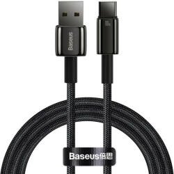 USB töltő- és adatkábel, USB Type-C, 100 cm, 100W, gyorstöltés, QC, Baseus Tungsten Gold, CAWJ000001, fekete - tok-shop