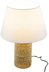 Gehlmann Asztali lámpa fa/háncs alappal, fehér lámpabúrával 30x30x43cm