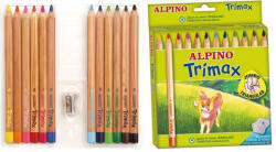 Alpino Creioane colorate triunghiulare, cutie carton, 12 culori set, ALPINO Trimax Jumbo (MS-AL000113)