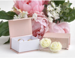 Elegance Rózsaszín páros gyűrűtartó ajándék doboz, karikagyűrű, jegygyűrű 70x48x33 mm (VG-9/AG-1)