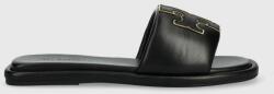 Tory Burch bőr papucs Double T Sport Slide fekete, női, 79985, - fekete Női 36