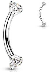  Hajlított barbell Ezüst titán kristály végekkel 12