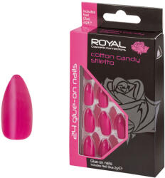 Royal Set 24 Unghii False ROYAL Glue-On Nail Tips, Cotton Candy Stiletto, Adeziv Inclus