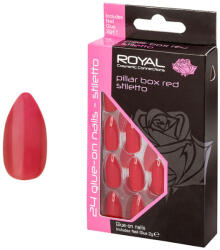 Royal Set 24 Unghii False ROYAL Glue-On Nail Tips, Pillar Box Stiletto, Adeziv Inclus