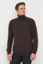 Sisley gyapjú pulóver férfi, barna, garbónyakú - barna L