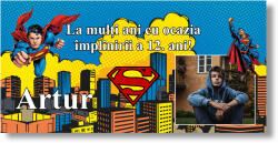 Personal Banner pentru ziua de naștere cu fotografie - Superman Dimensiunea bannerului: 130 x 260 cm