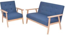 vidaXL Set cu canapele, 2 piese, material textil, albastru (274912)