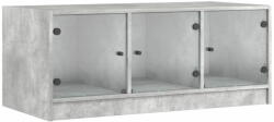 vidaXL betonszürke dohányzóasztal üvegajtókkal 102 x 50 x 42 cm 836416