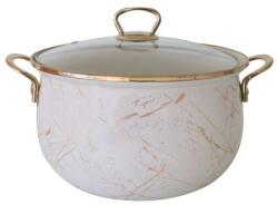 Goldmann Cratita emailata Goldmann, 20x13cm, 4 litri, manere titan aurii, capac sticla, Bej (GM-8017-20B)