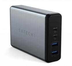 Satechi Travel adapter gyorstöltő, 2x USB 3.0, 1x Type-C PD, 1x Type-C QC, szürke - pixelrodeo