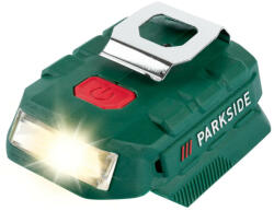 PARKSIDE PAA 20-Li B2 SOLO akkus USB adapter LED lámpával / X20V 20V akku adapter, munkalápma, PowerBank (akku és töltő nélkül) (PAA_20_Li_B2)