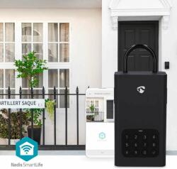 Nedis okos széf, AIRBNB lakások kiadásához, kulcsok tárolására, kulcsszéf Bluetooth-s okosszéf számzáras széf, TUYA SMART app-pal, SmartLife Kulcsszéf Billentyűzár Kültéri IP55 (BTHKB10BK-1)