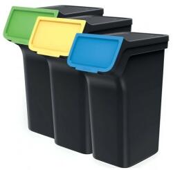 Prosperplast KEDEN 3x25l hulladékgyűjtő tartály, fekete színben