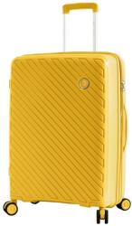 SNOWBALL ferde bordás sárga bővíthető nagy bőrönd -SB20703-Sárga L - borond-aruhaz