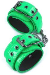 NS Toys Catuse BDSM Electra Wrist Cuffs NS Toys Negru - Verde din Metal si Imitatie Piele si Neopren