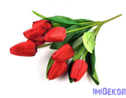 Tulipán 9 ágú selyem csokor 45 cm - Piros