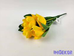 Tulipán nyílott 7 ágú selyem csokor 36 cm - Sárga