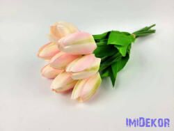 Tulipán 9 szálas kötegelt csokor 38 cm - Halvány Rózsaszínes