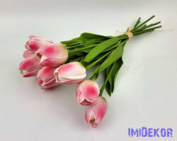 Tulipán gumi 9 szálas kötegelt csokor 32 cm - Sötét Rózsaszín