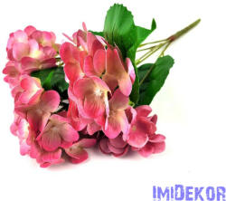  Hortenzia 5 ágú gumis csokor 46 cm - Rózsaszín Átmenetes