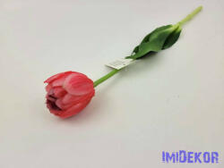 Tulipán kerek gumi szálas élethű szár + levél 39 cm - Erős Rózsaszín