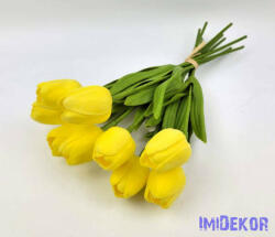  Tulipán gumi 9 szálas kötegelt csokor 32 cm - Sárga