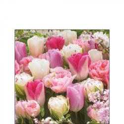 Ambiente Pink Tulips papírszalvéta 25x25cm, 20db-os - szep-otthon