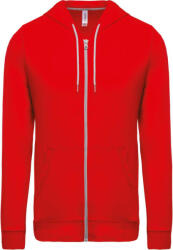 Kariban könnyű vékony unisex kapucnis cipzáras pulóver (póló) KA438, Red-S