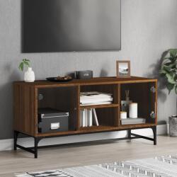 vidaXL barna tölgyszínű TV-szekrény üvegajtókkal 102 x 37 x 50 cm (836538)