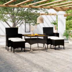 vidaXL Set mobilier de grădină, 5 piese, negru, poliratan, lemn acacia (3058352)