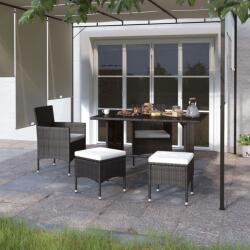vidaXL Set scaune de grădină și taburet, 4 piese, negru, poliratan (310610)
