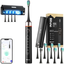  Sonic Fogkefe Applikációval és Hegykészlettel, Utazótáskával és Uv Sterilizátorral S2+hd2 (fekete)