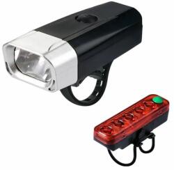  Bicikli lámpa szett 1 XPE + 5 SMD LED USB újratölthető Akkumulátor - QX-T0605