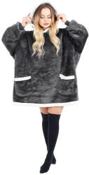Springos Női takaró pulóver, kapucnis, oversize, grafitszürke (HA5083)